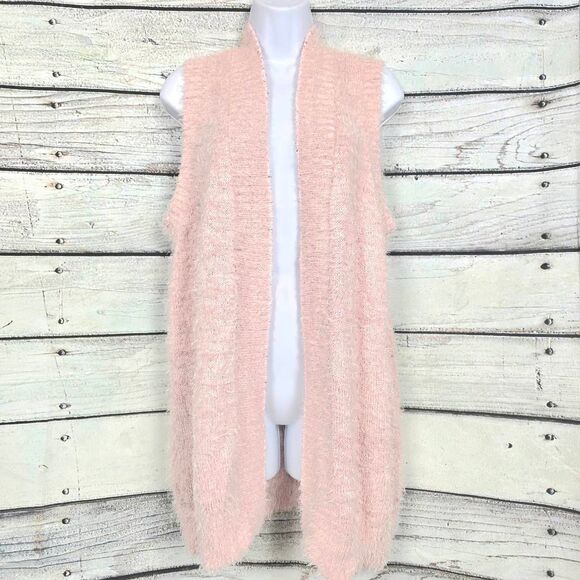 Christopher & Banks Fuzzy Open Vest Blush Pink XL - Picture 1 of 7